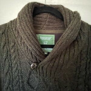 Emerald Isle Weaving Wool Knit Cable sweater Heather Dark Green Men 3X Fisherman